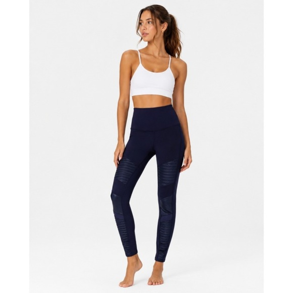 Alo Yoga Womens Navy Blue High Waist Moto Leggings W5494R Size Small - Picture 2 of 13